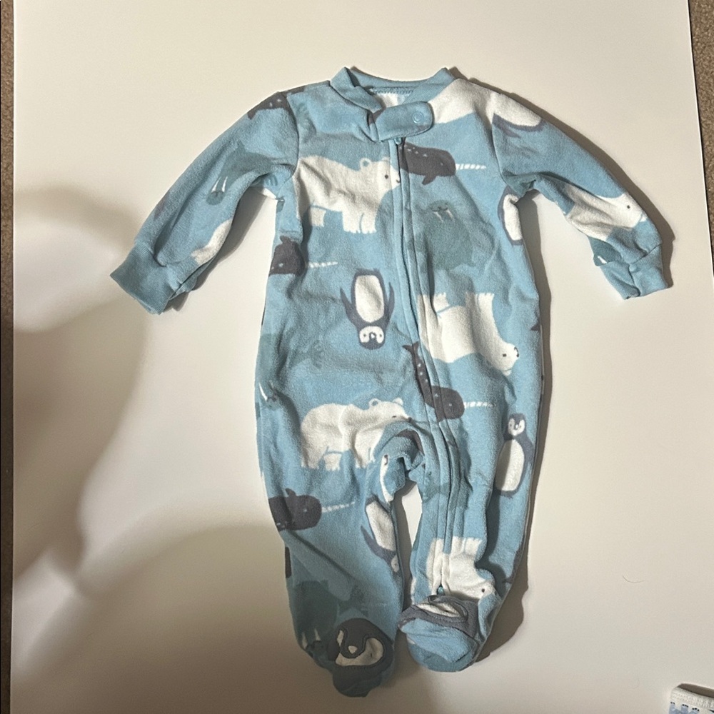 Carter's Blue and White Animal Print Footie